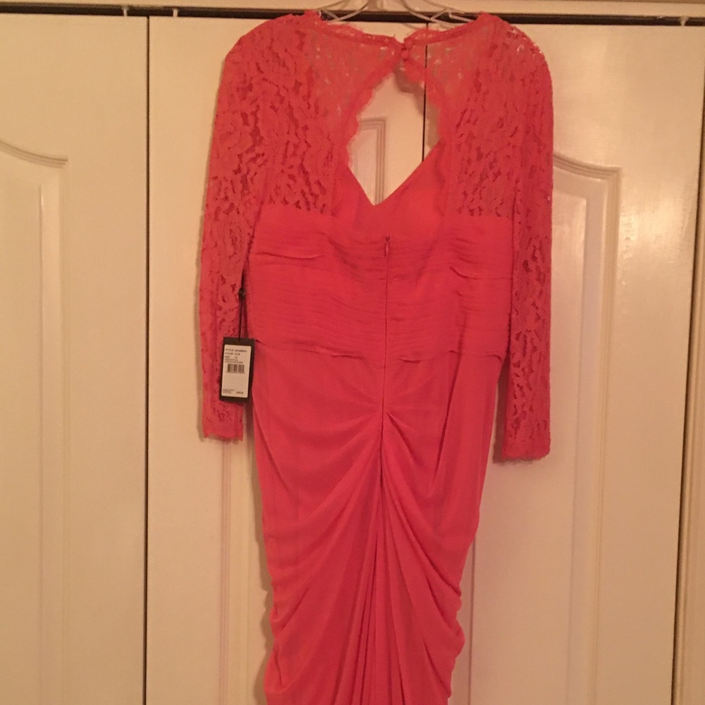NWT coral beautiful lace and rushing dress